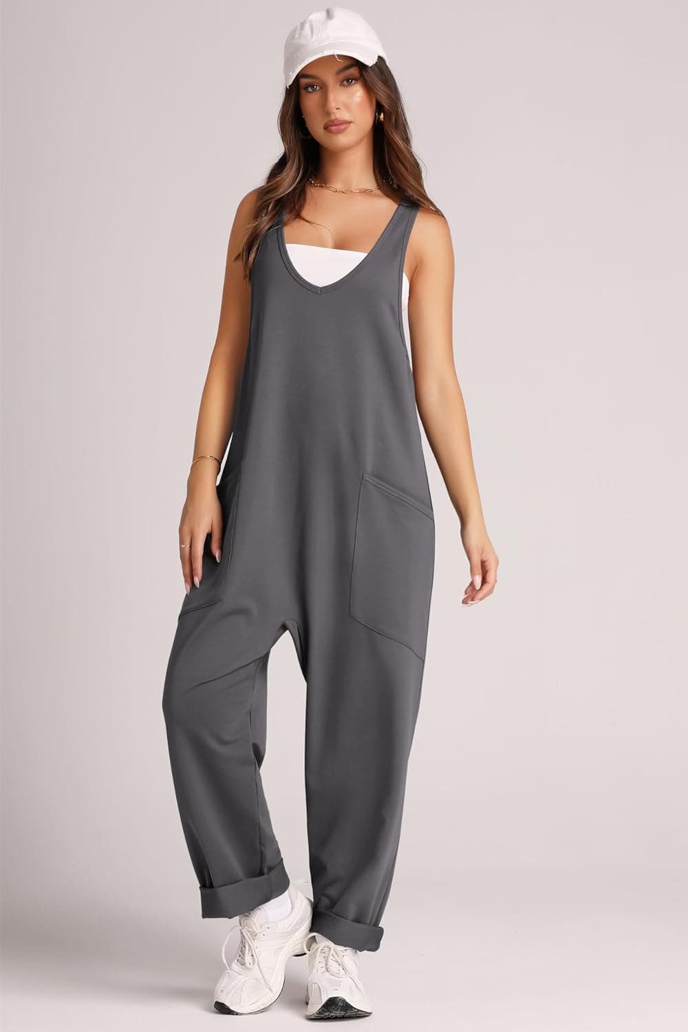 Wide Strap Jumpsuit with Pockets.