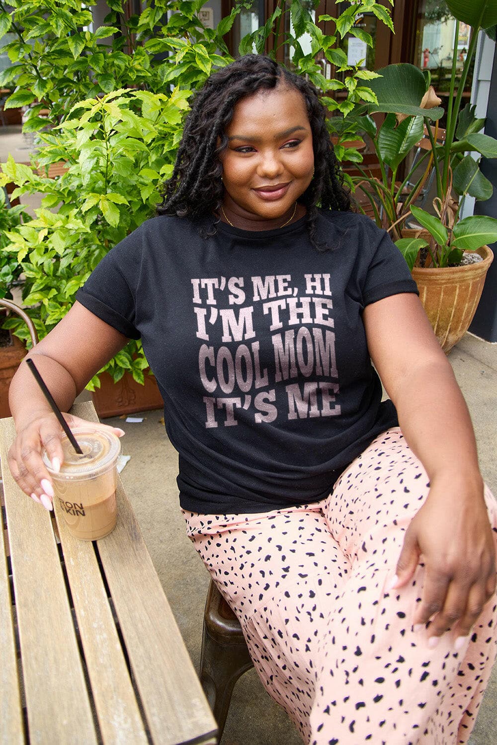 Round neck cotton T-shirt for cool moms, premium quality, classic design, Simply Love Full Size.