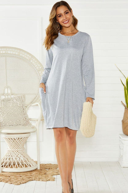 Cozy long sleeve pocket dress