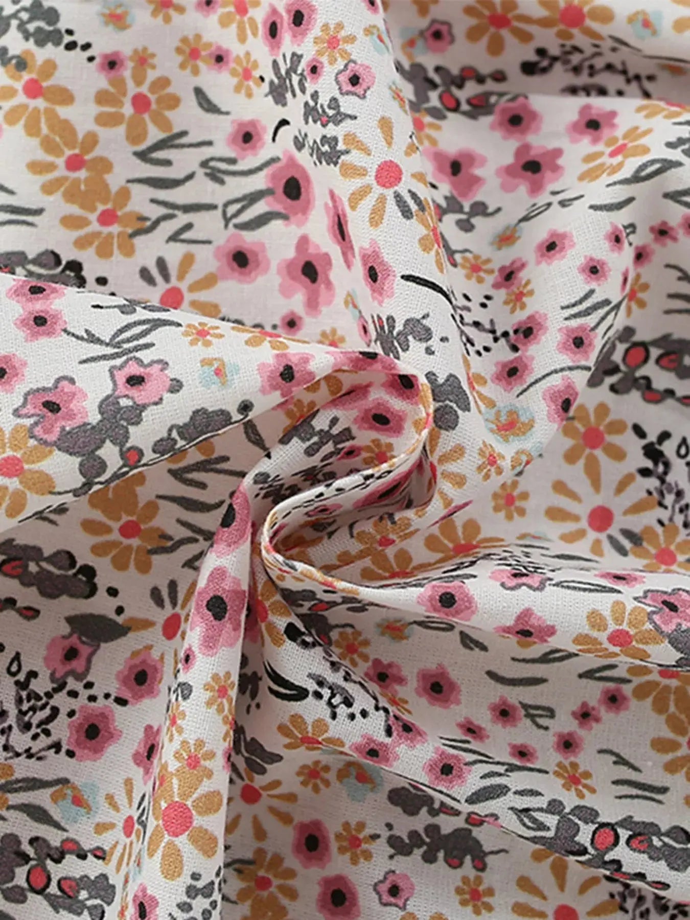 Children's Floral Print Button-Front Ruffle Sleeve Dress Simply Love