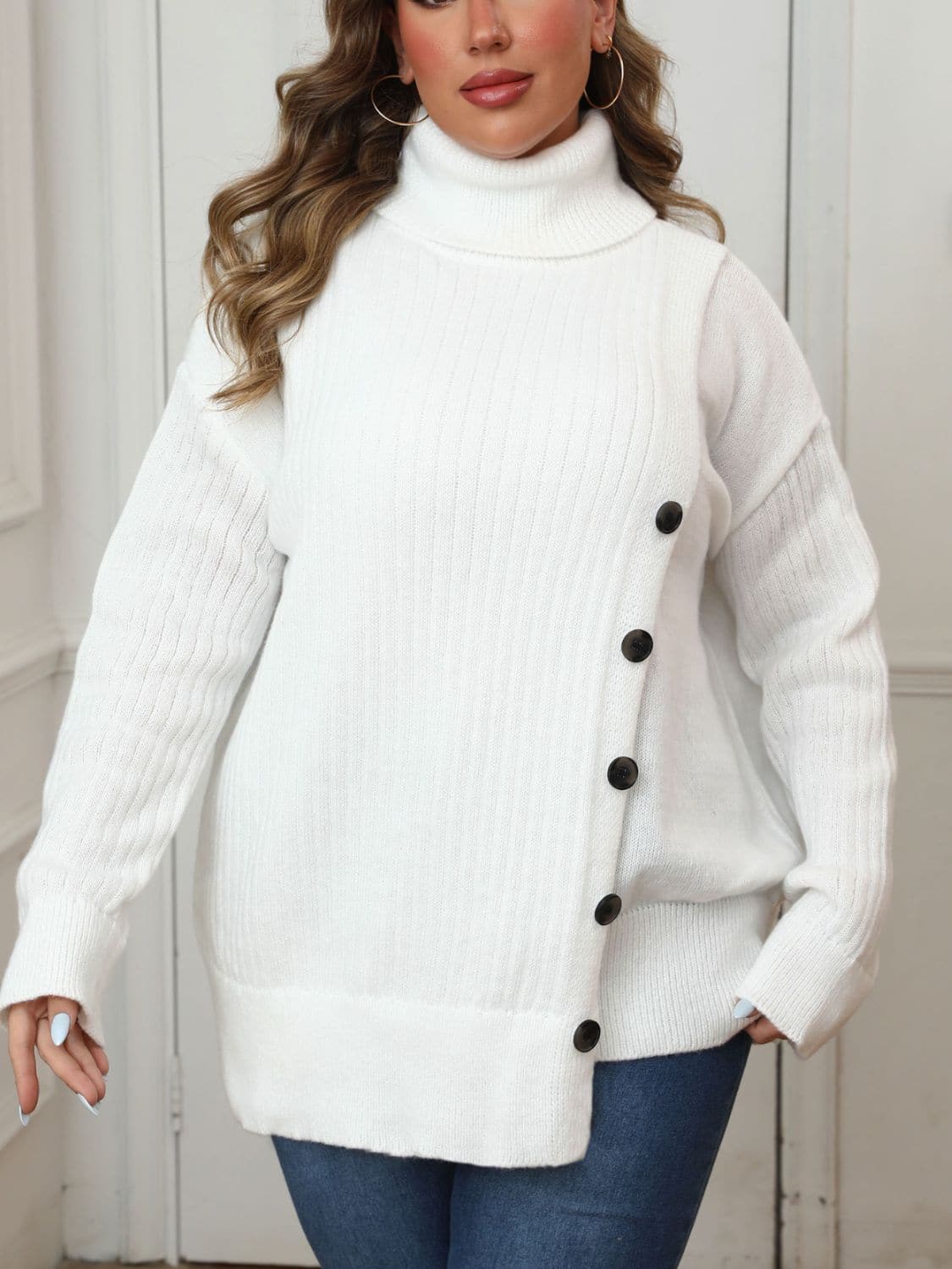 Chic plus size turtleneck sweater