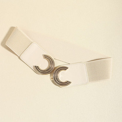 Double C Buckle Elastic Belt.