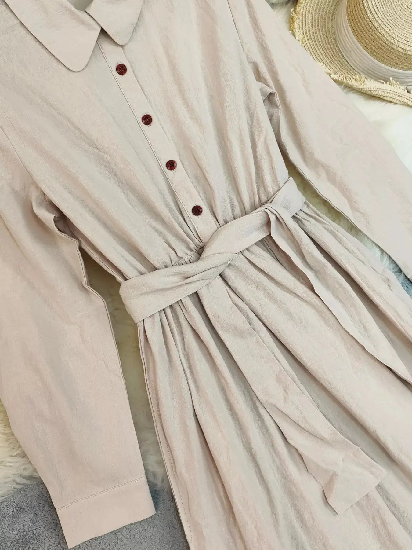 Tie Waist Long Sleeve Ruffled Hem Dress Simply Love