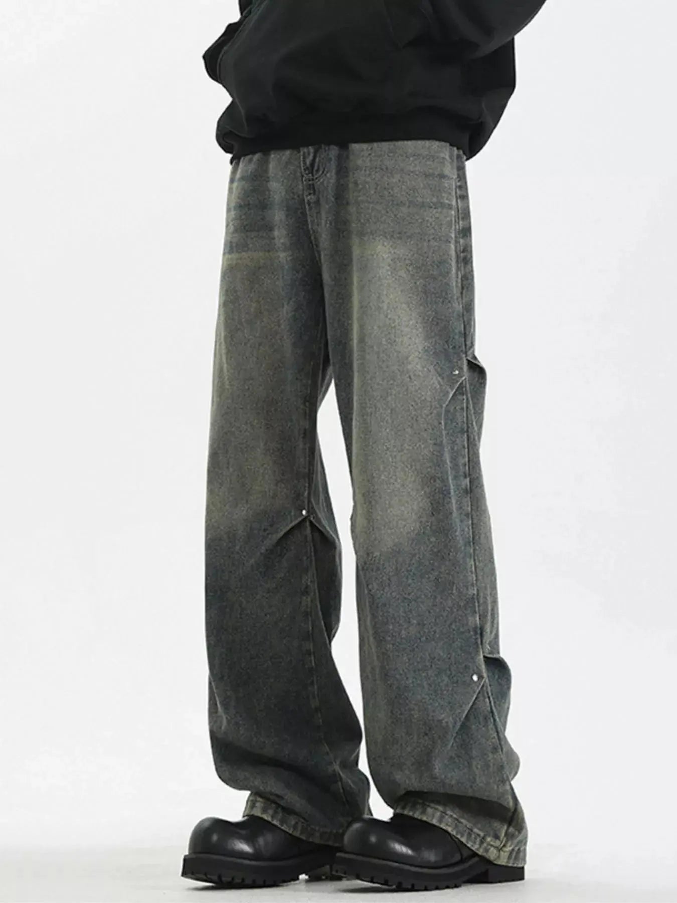 Men's Plus Size Wide Leg Jeans Washed Denim Casual Wear Simply Love