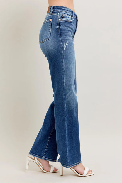 Judy Blue Plus Size High Waist 90s Straight Leg Jeans - Love Salve 