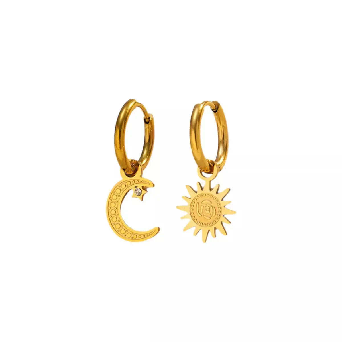 Sun and Moon Dangle Hoop Earrings Simply Love