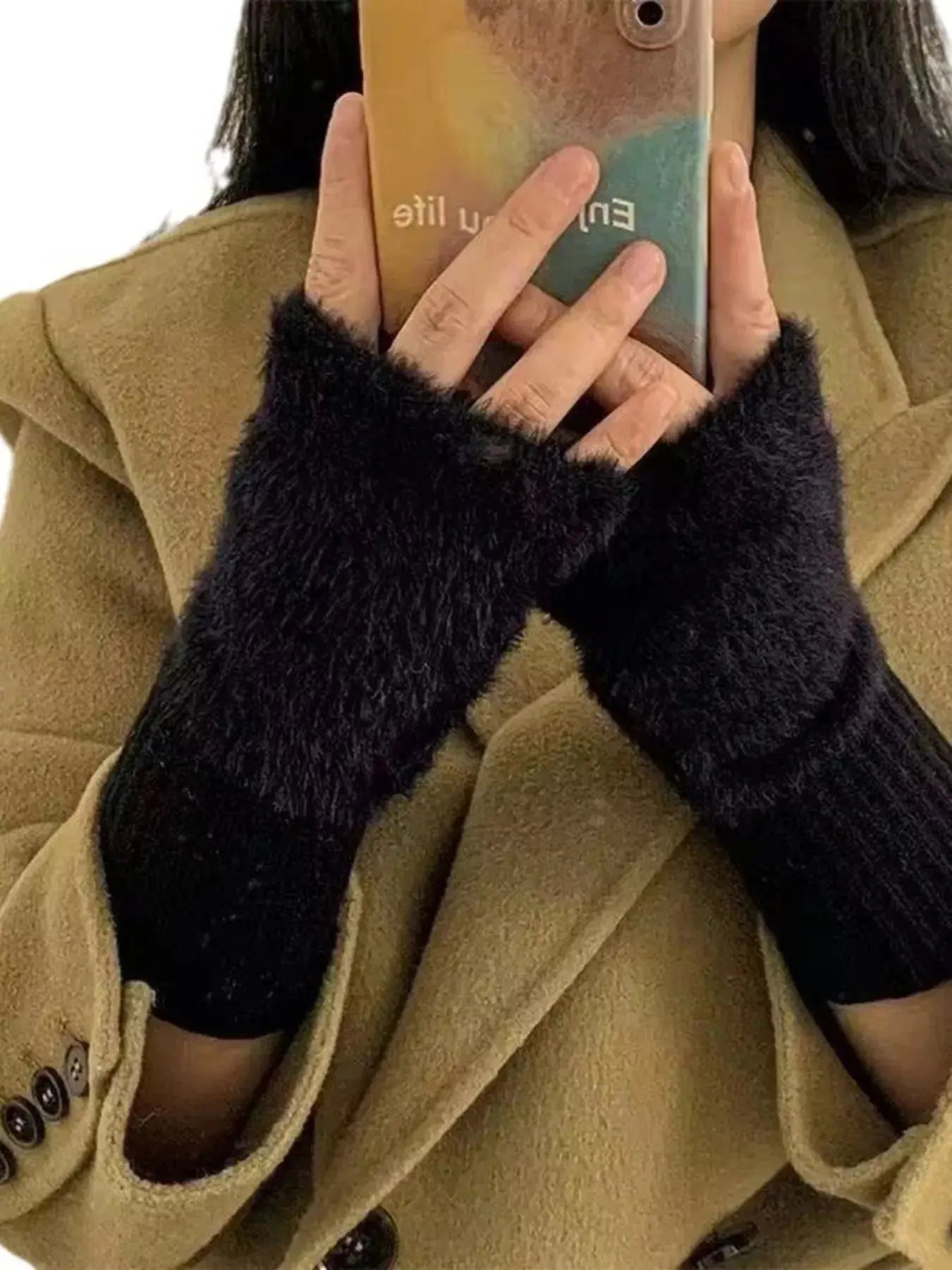 Fuzzy Cuff Fingerless Gloves Simply Love
