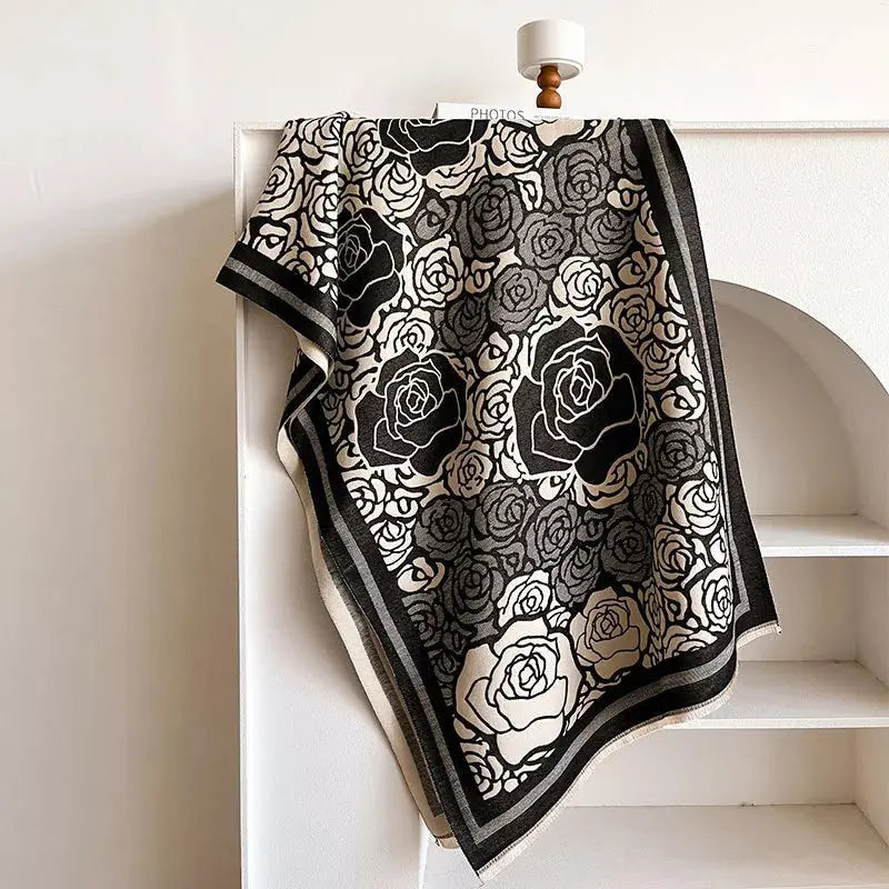 Rose Pattern Raw Hem Scarf Simply Love