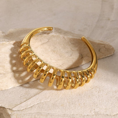 Elegant 18K gold-plated cutout cuff bracelet