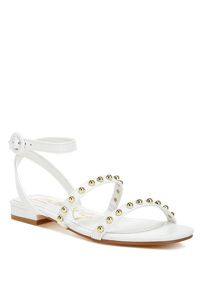 Chic studded flats with ankle strap