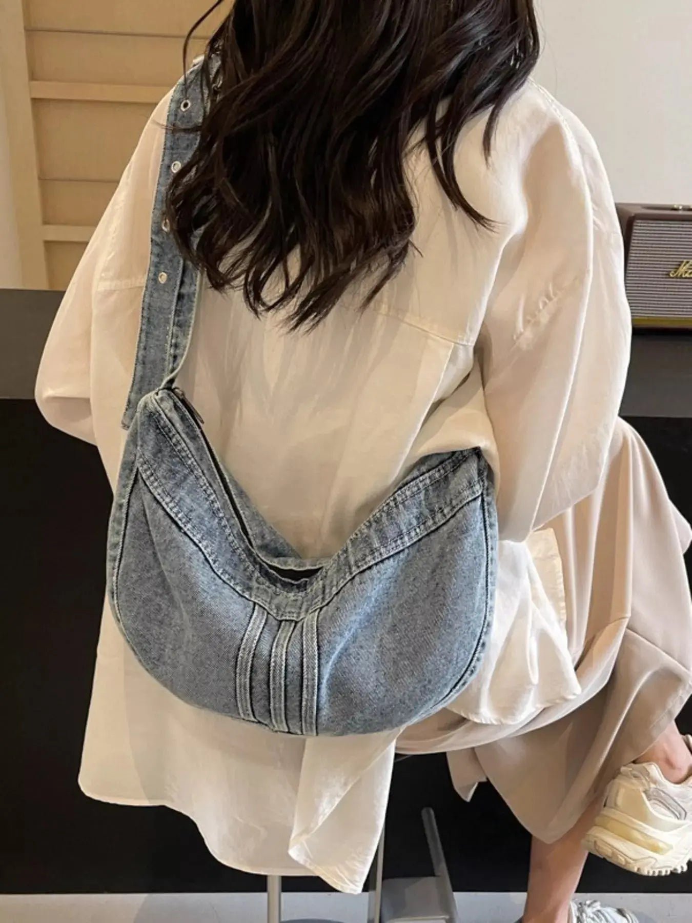 Denim Adjustable Strap Crossbody Bag Simply Love