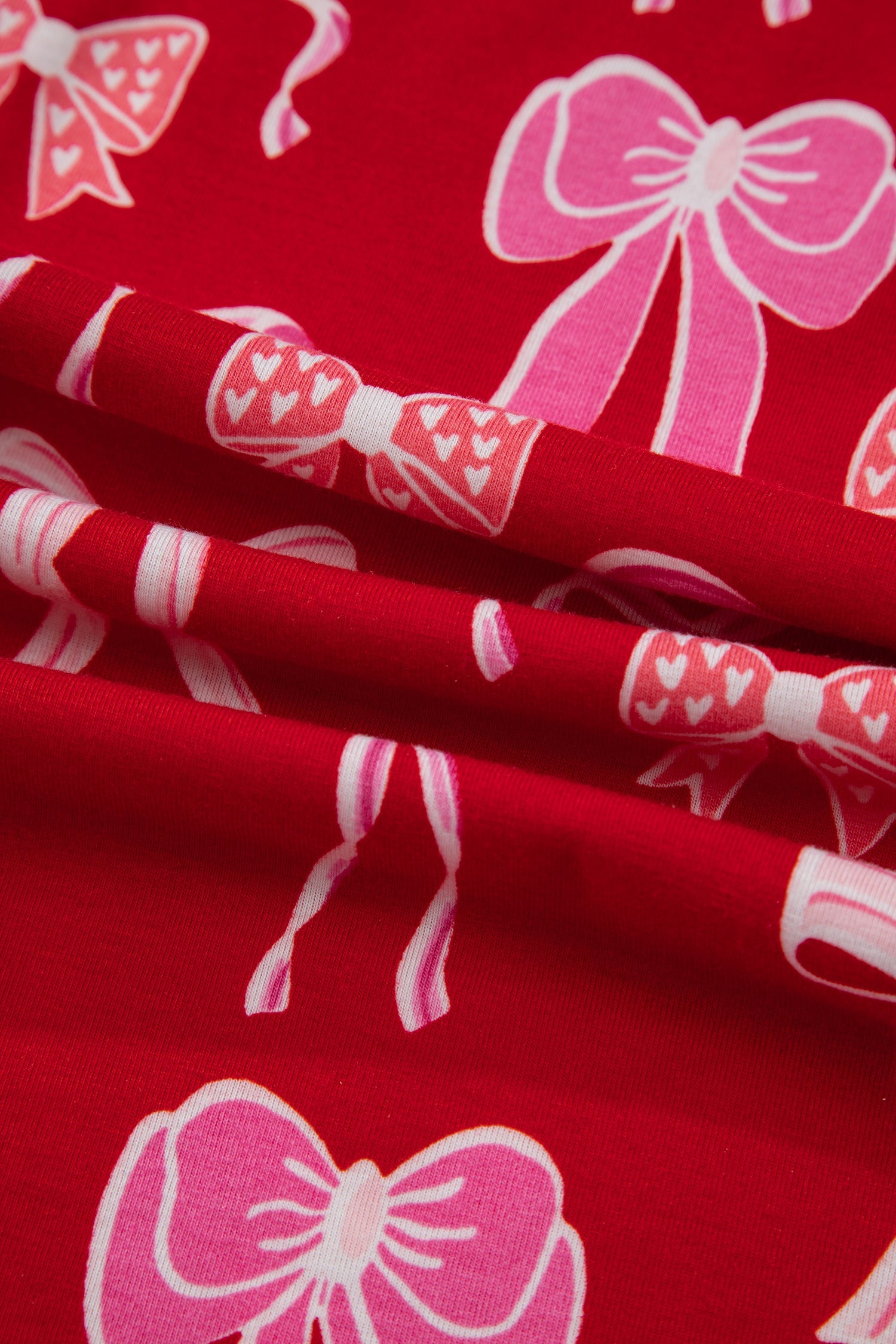 Red Sweet Bow Print Ruffled Short Sleeve Shirt Shorts Two Piece Pajama Set Dear-Lover Dropshipping