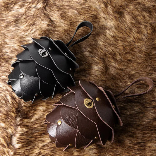 Acorn-Shaped Leather Petal Decor Pouch Bag Simply Love