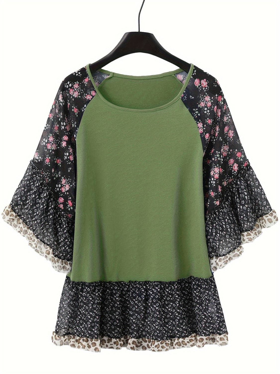 Frilled printed blouse - half sleeves