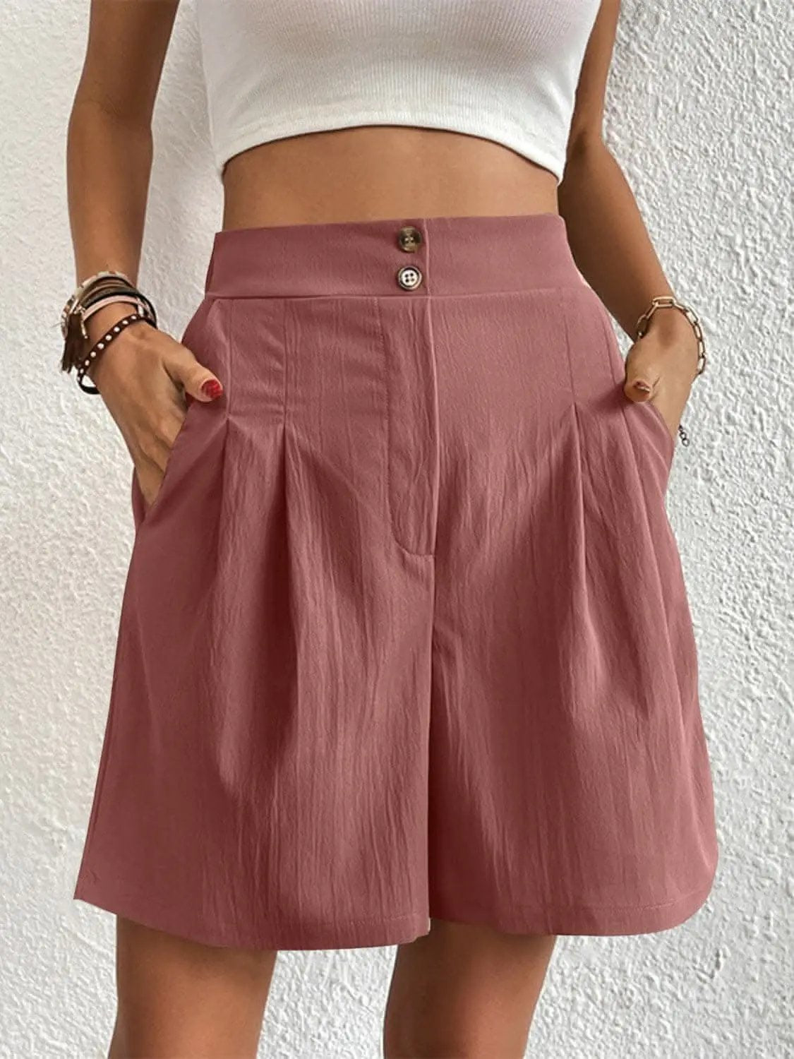 High-waisted pocket shorts for women - Love Salve 