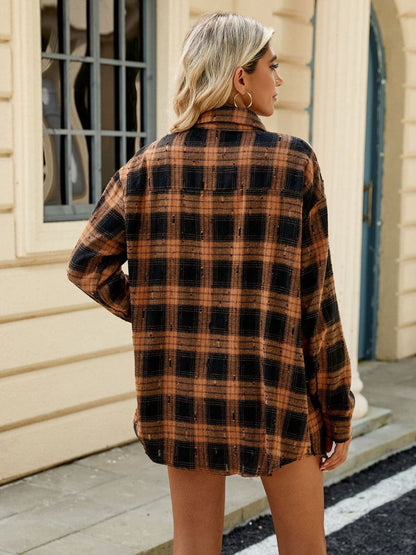 Plaid Button Up Long Sleeve Shirt.