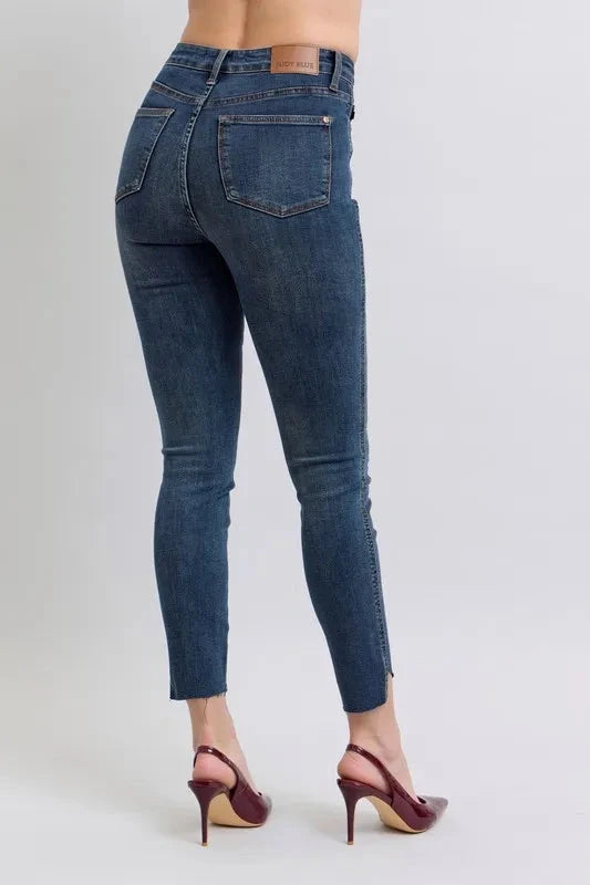 Judy Blue Full Size High Waist Tummy Control Step Hem Skinny Jeans Plus Size Coco’s Tee Boutique