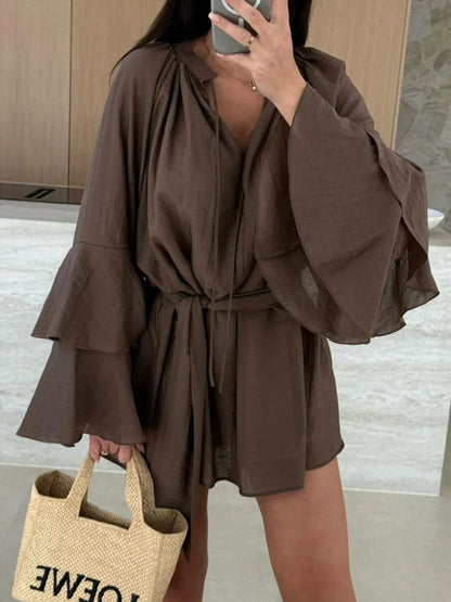 Flirt & Flow Bell Sleeve Mini Dress