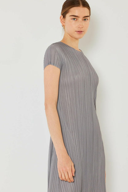 Marina West Swim Pleated Cap Sleeve A-Line Dress.