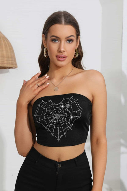 Rhinestone heart crop top