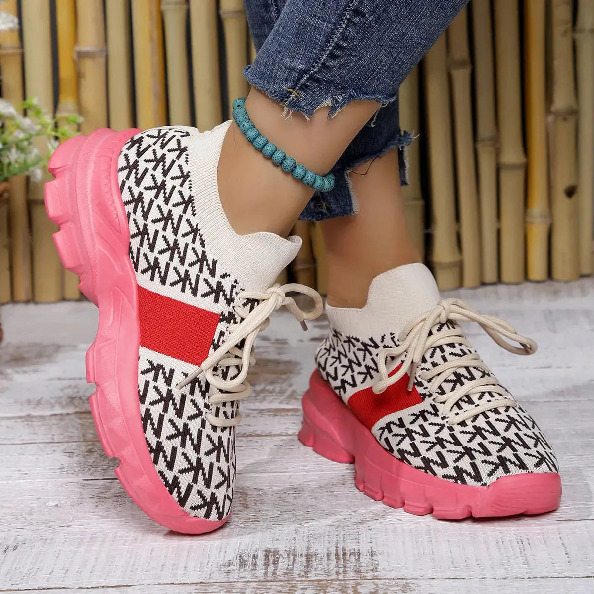 Round Toe Lace Up Sneakers Simply Love