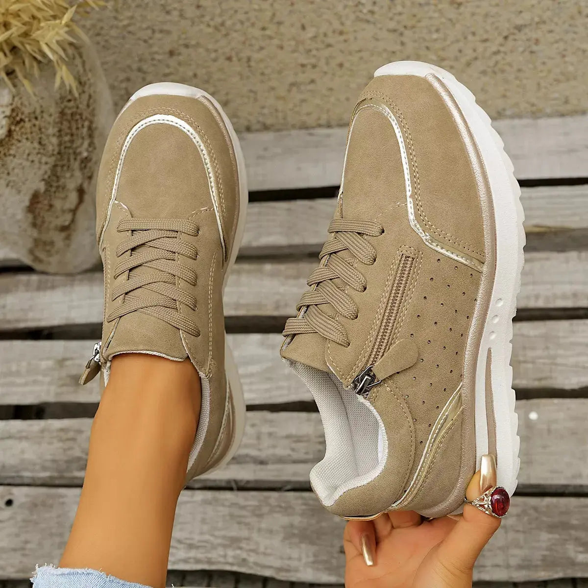 Round Toe Lace Up Sneakers Simply Love