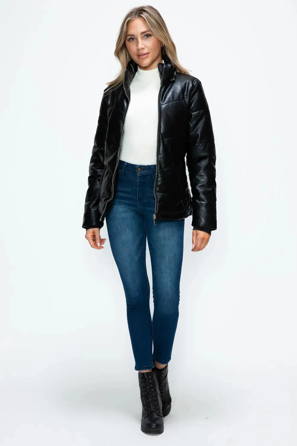 How Dare U Pocketed Zip Up Puffer Jacket with Removable Hood Coco’s Tee Boutique