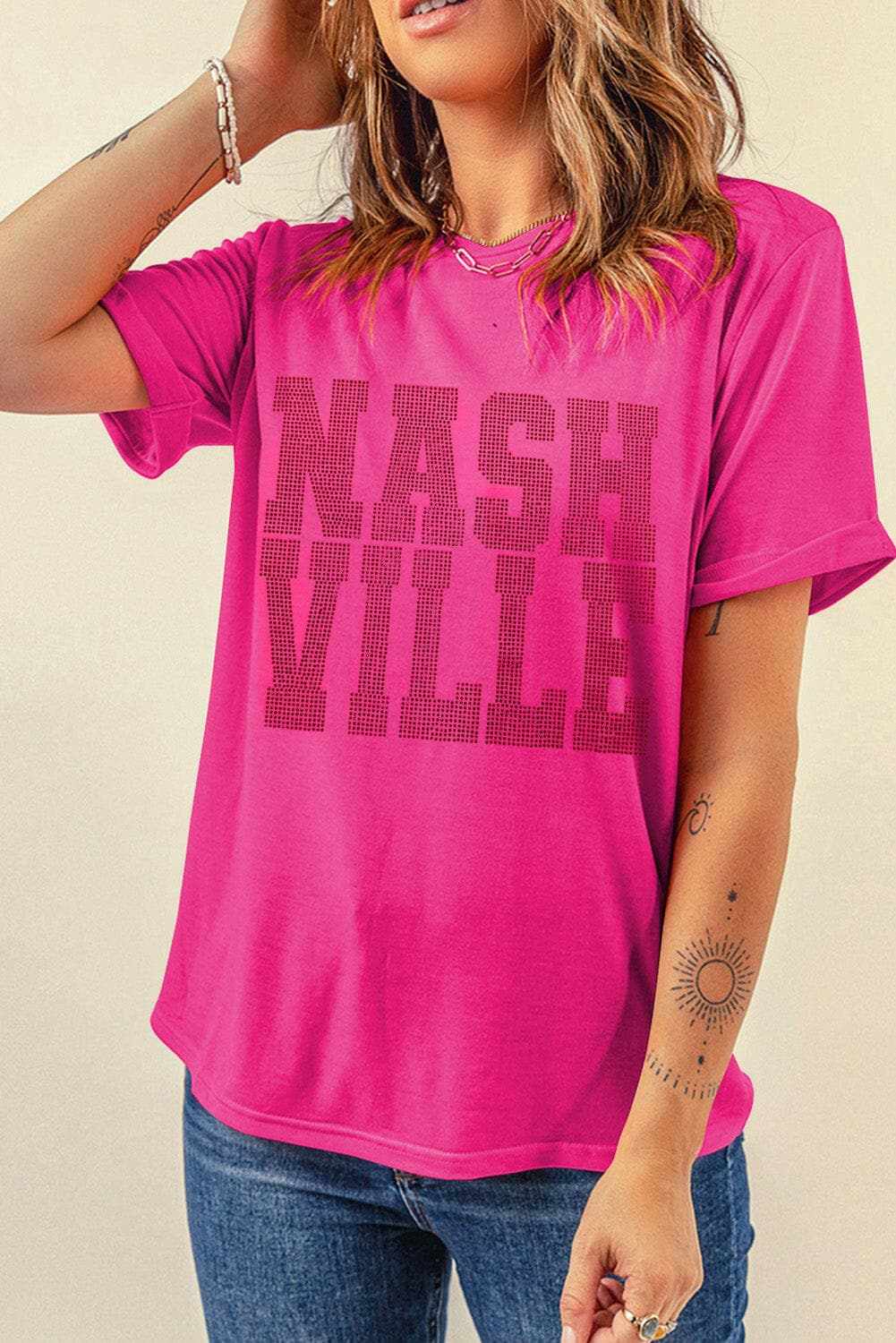 NASHVILLE Round Neck Short Sleeve T-Shirt.