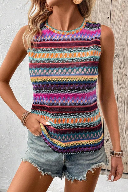 Contrast Round Neck Tank.