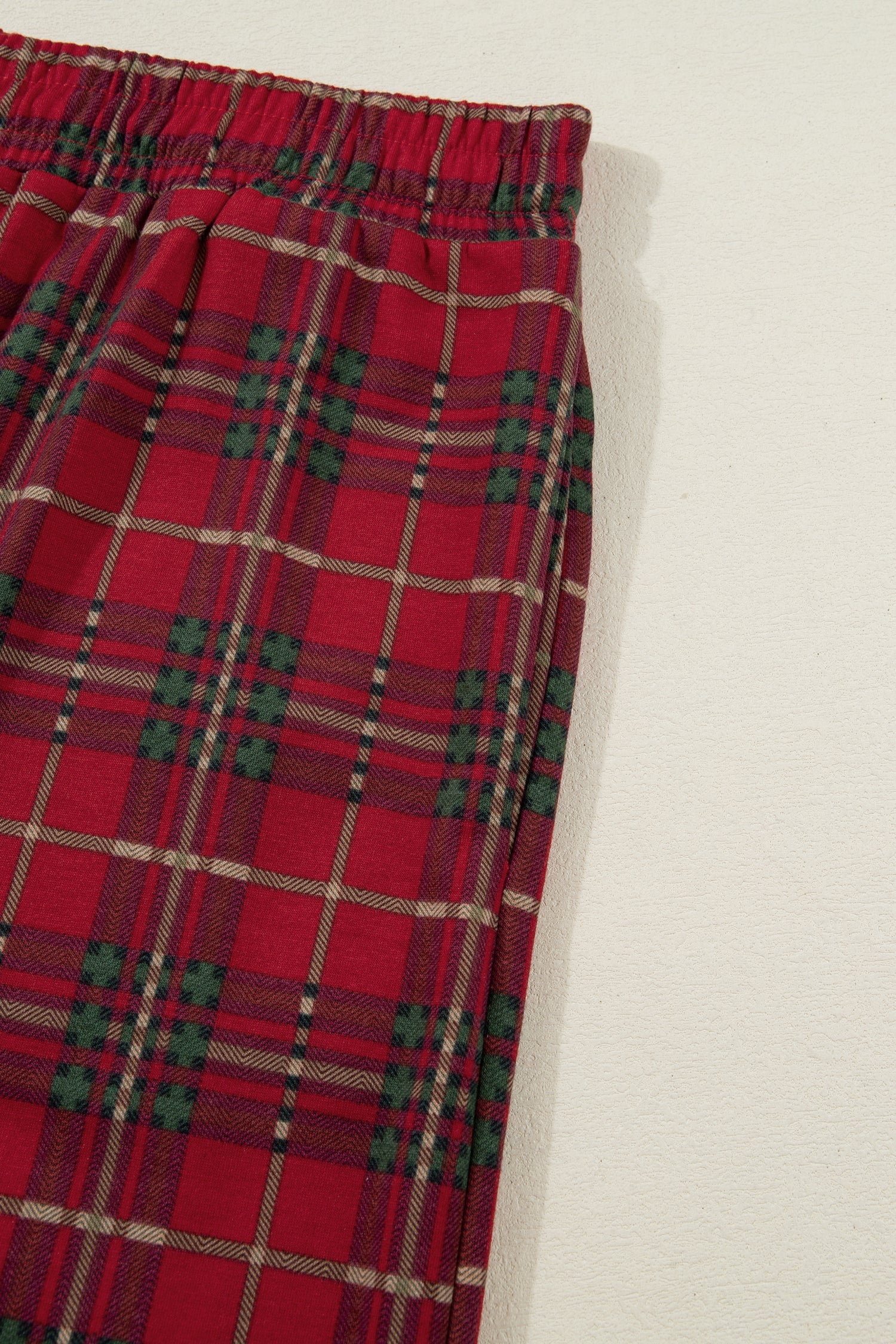 Red Plus Size Plaid Short Sleeve Shirt And Loose Pants Two Piece Pajama Set Cozy Sleepwear For Nighttime Comfort Dear-Lover Dropshipping