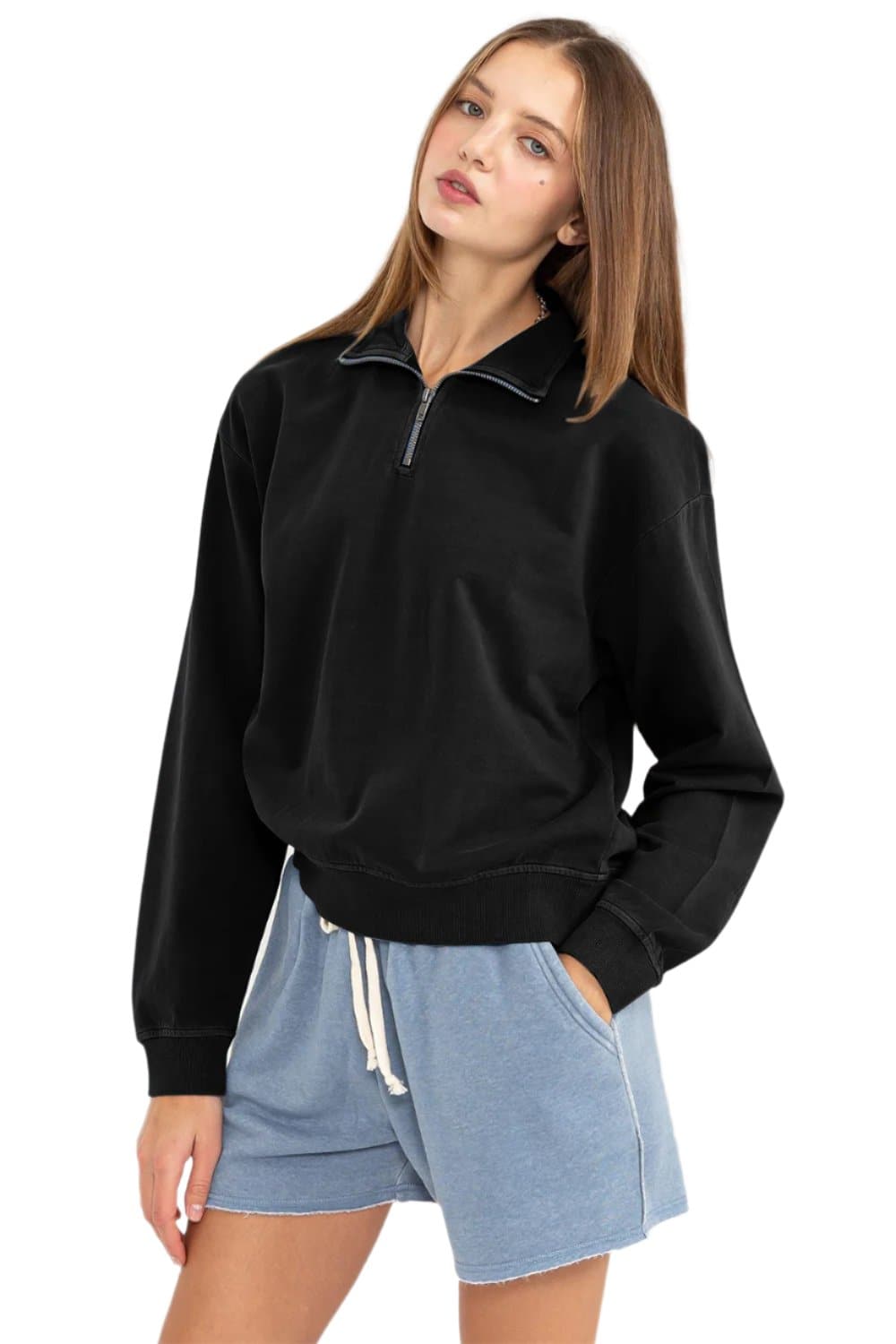 HYFVE Half Zip Drop Shoulder Sweatshirt.