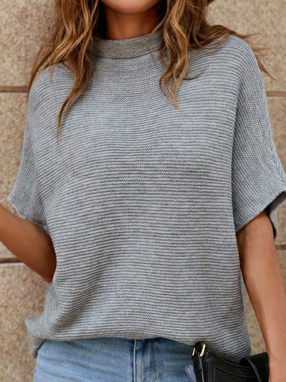 Mock Neck Short Sleeve Sweater.