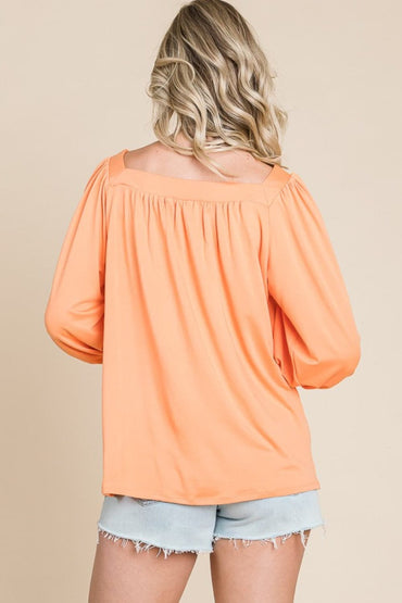 Chic Square Neck Puff Sleeve Blouse