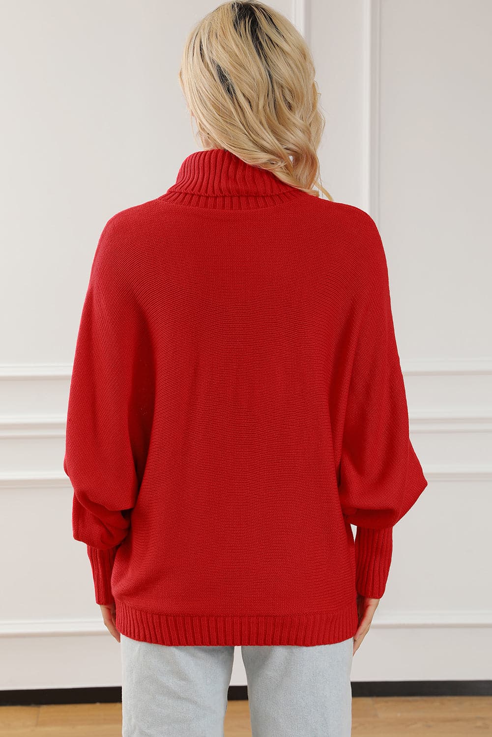 Merry Letter Embroidered High Neck Sweater.