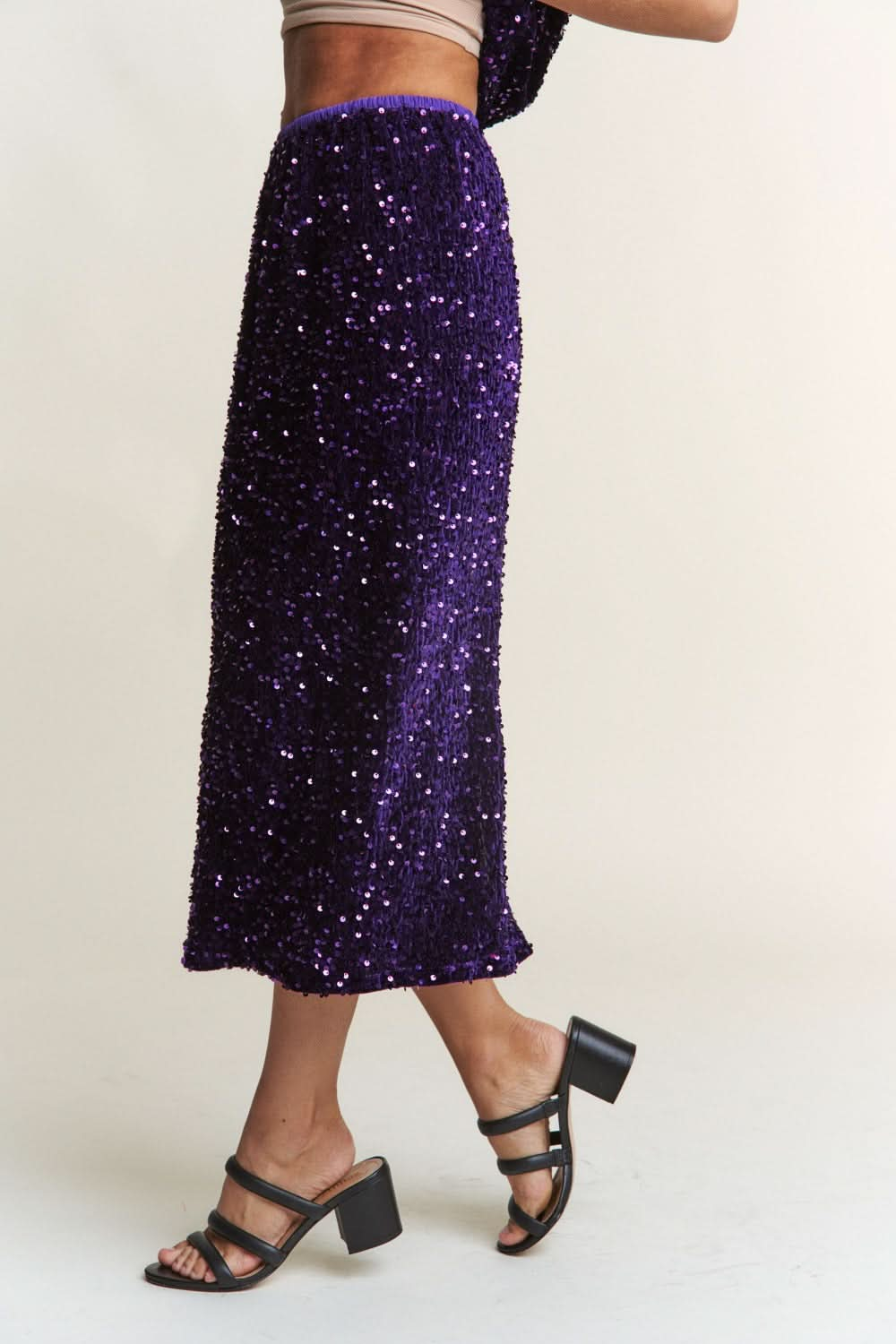 J.NNA sequin midi skirt with slit