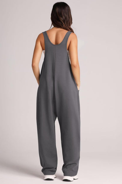 Wide Strap Jumpsuit with Pockets.