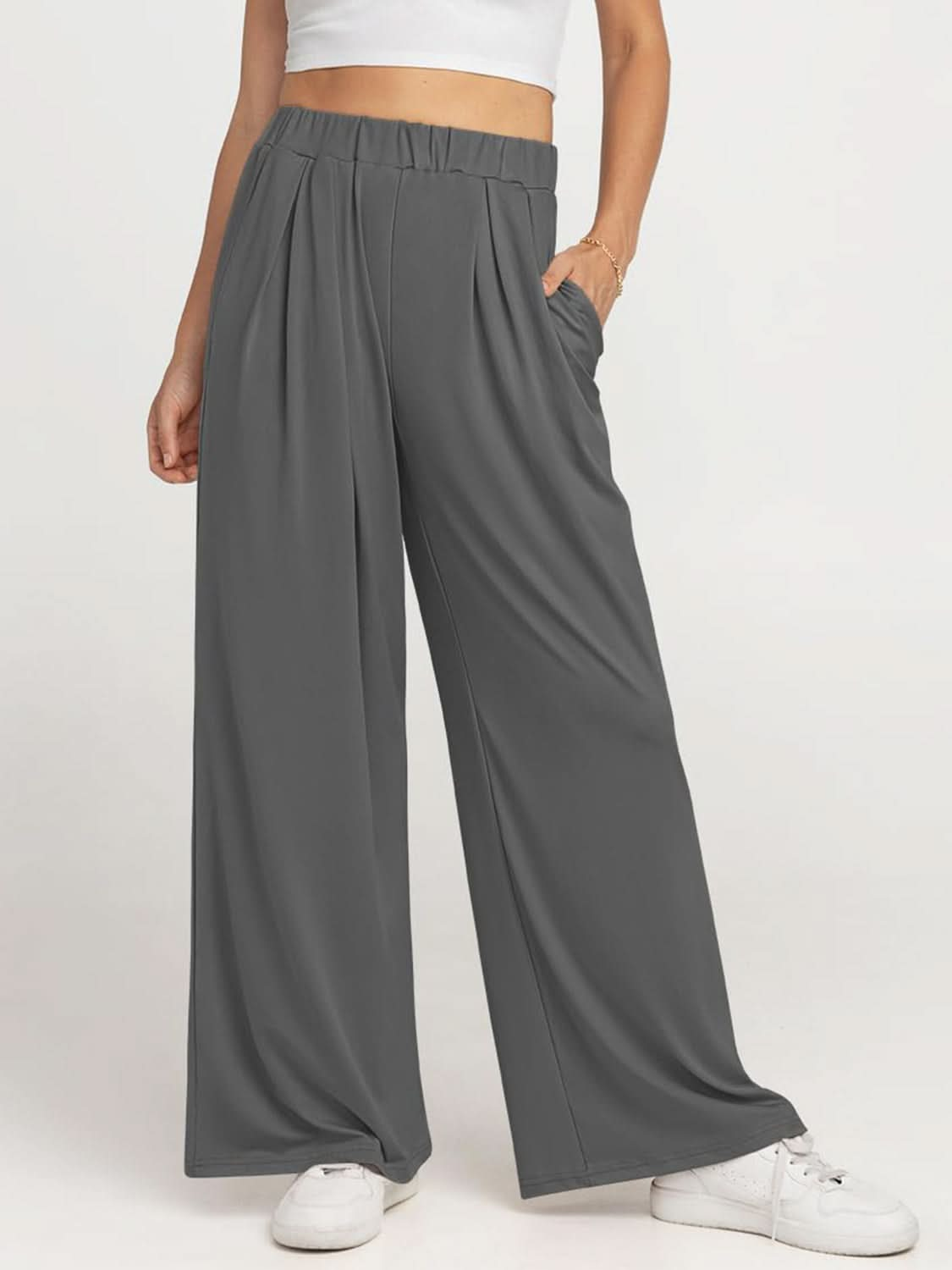 Elastic Waist Wide Leg Pants