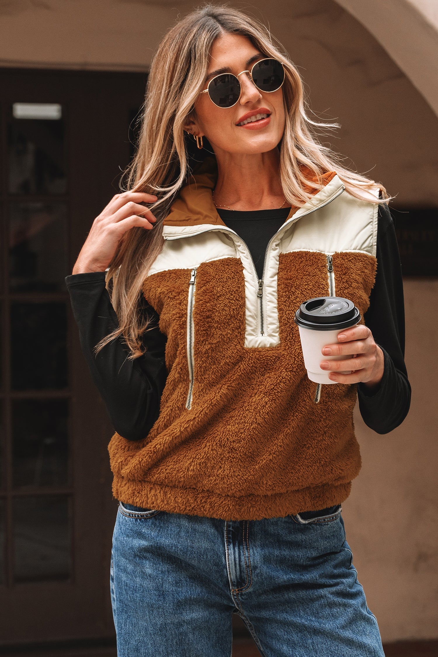 Dear-Lover Color Block Vest Women's Winter Layering Fleece Vest Warm & Cozy Dear-Lover Dropshipping