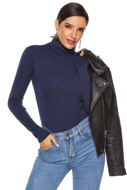 Ribbed Turtleneck Long Sleeve Bodysuit.