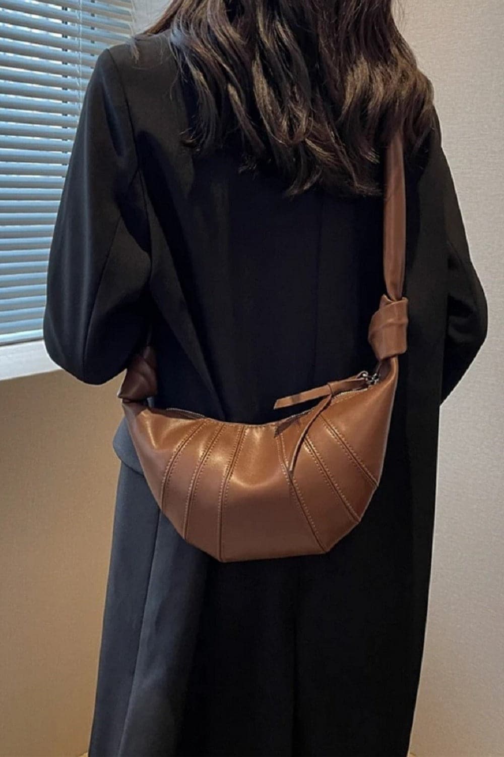 Zenana Vegan Leather Croissant Crossbody Bag.