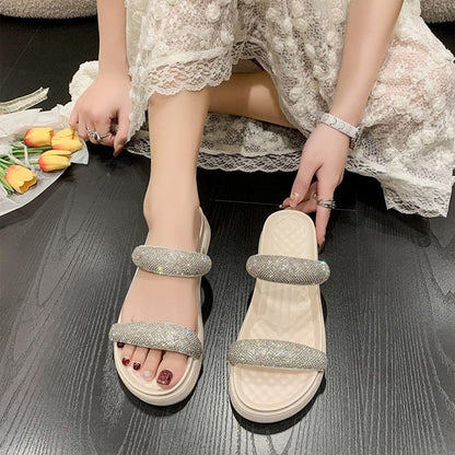 PU Leather Open Toe Platform Sandals.