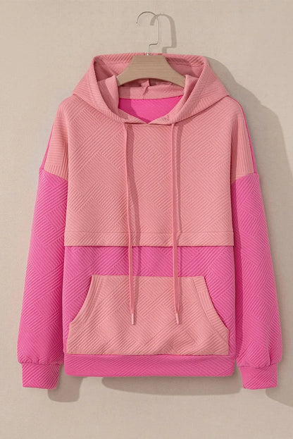 Colorful drawstring long sleeve hoodie with a stylish block design