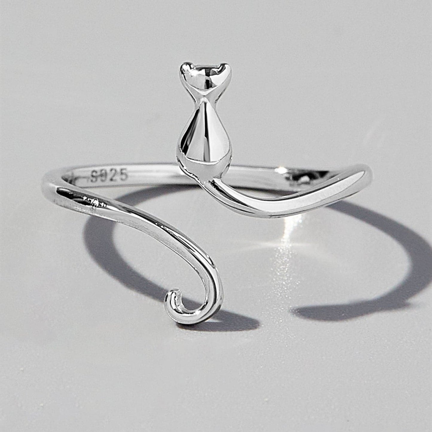 Cat Shape 925 Sterling Silver Ring.