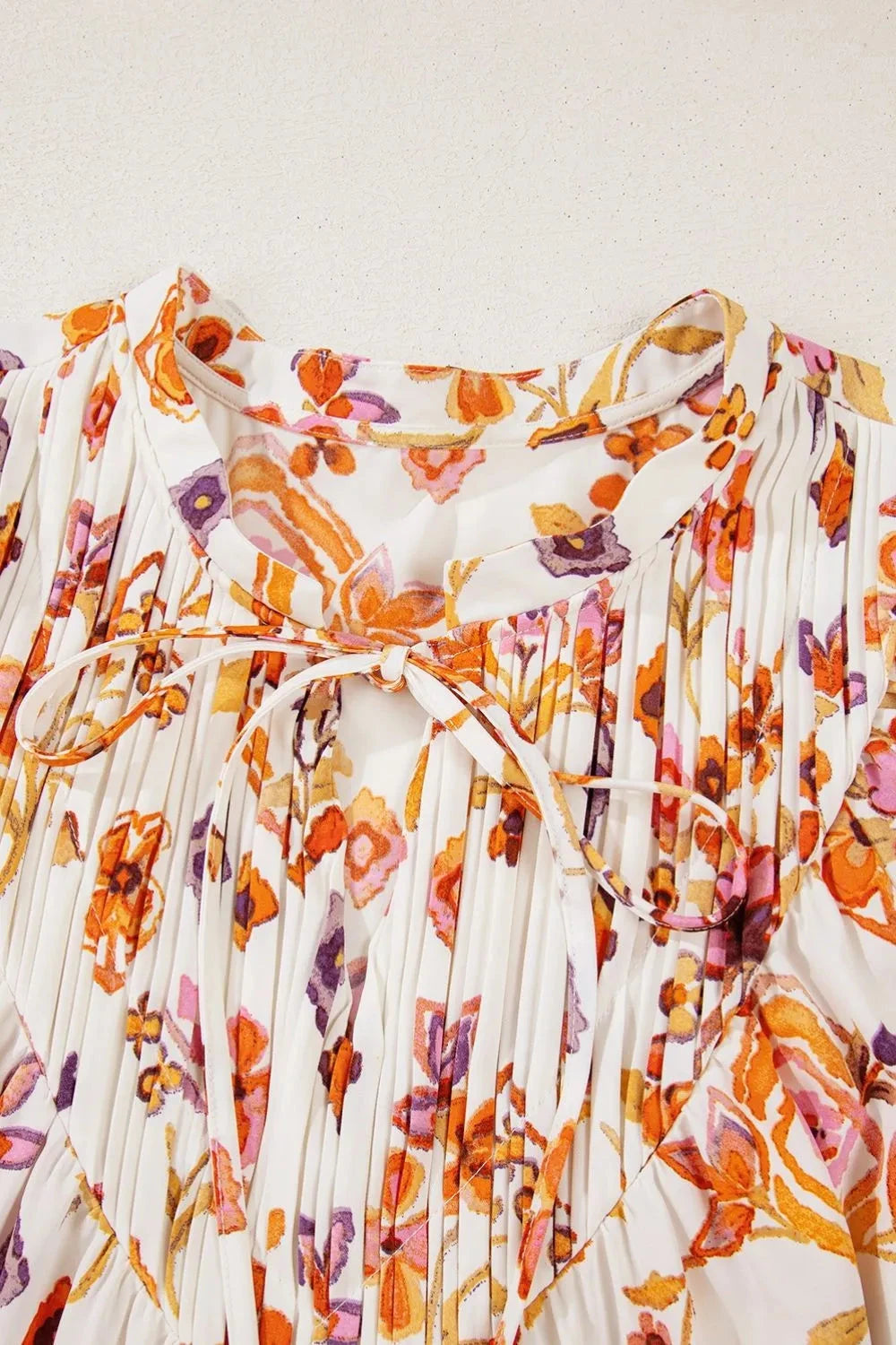 Printed Tie Neck Cap Sleeve Mini Dress Simply Love