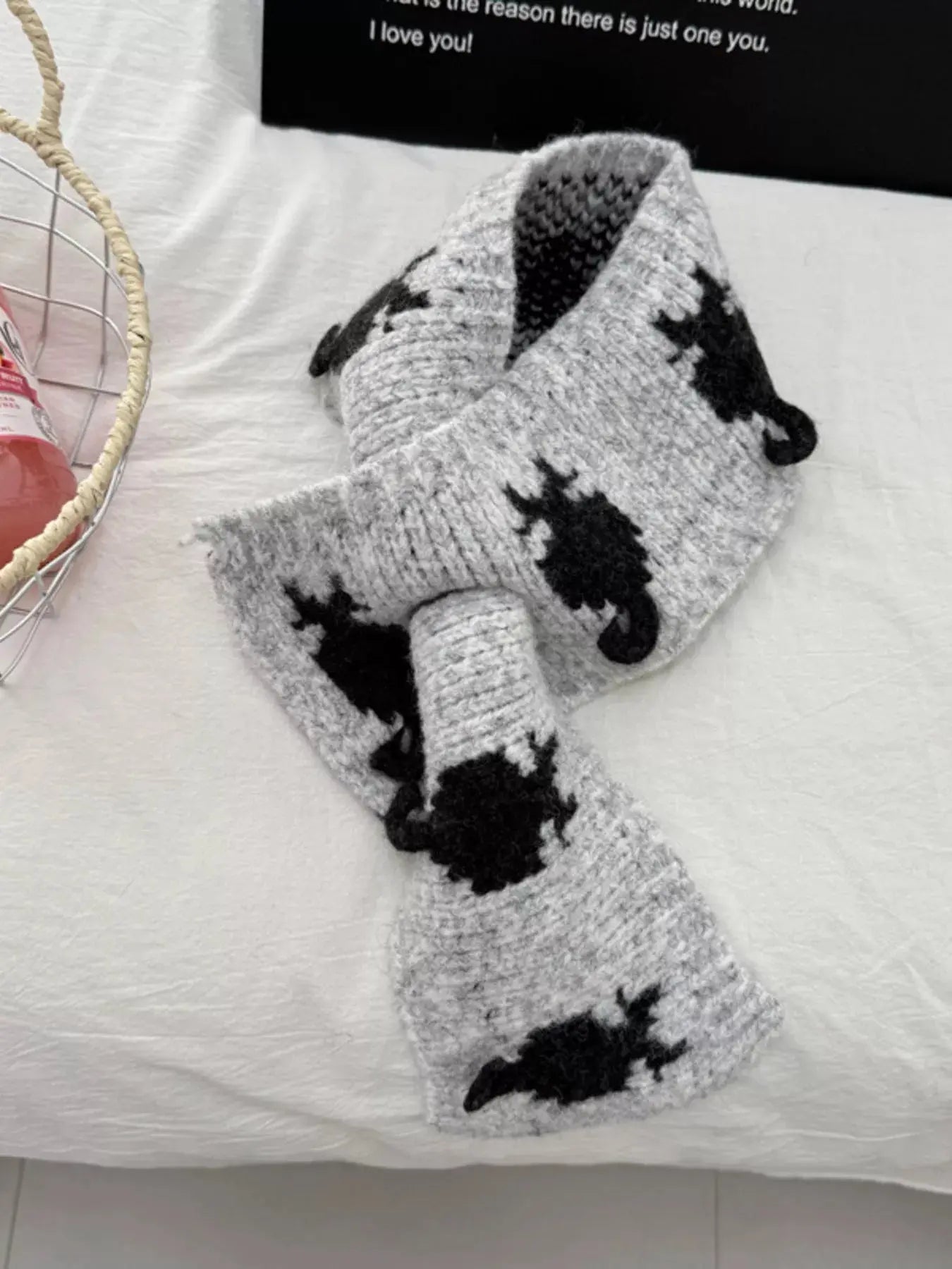 Knitted Contrast Pattern Warm Scarf Simply Love