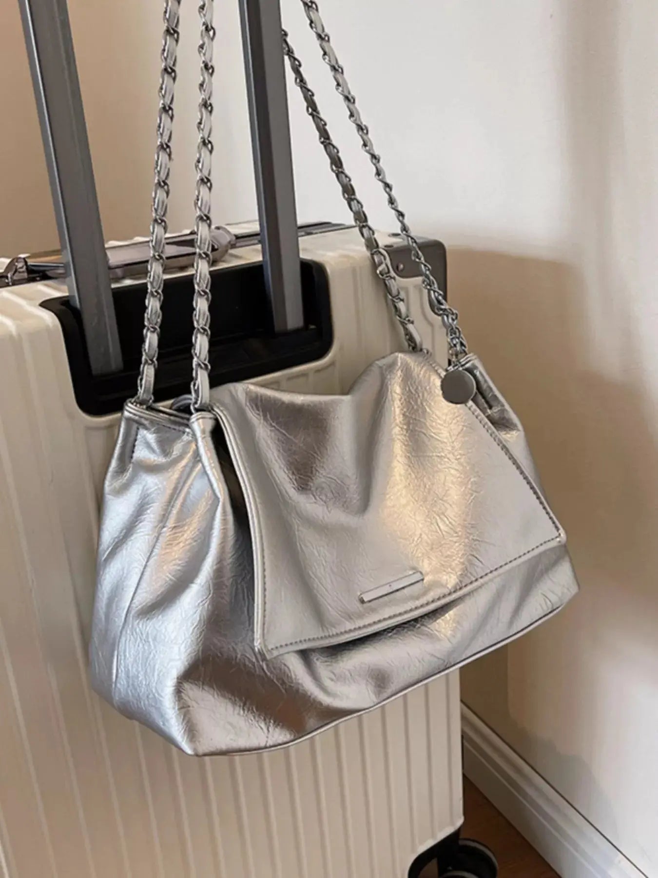 Chain Accent Flap Shoulder Bag Simply Love