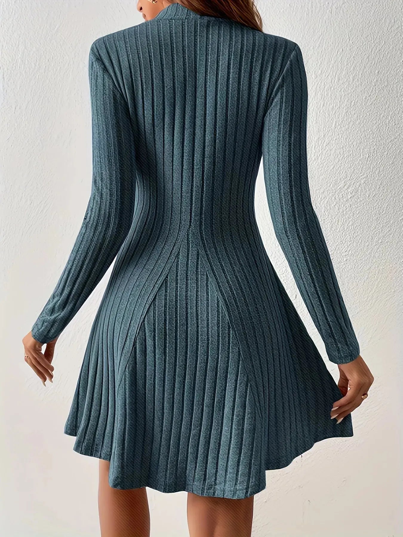 Ribbed Knit Mock Neck Long Sleeve Dress Simply Love