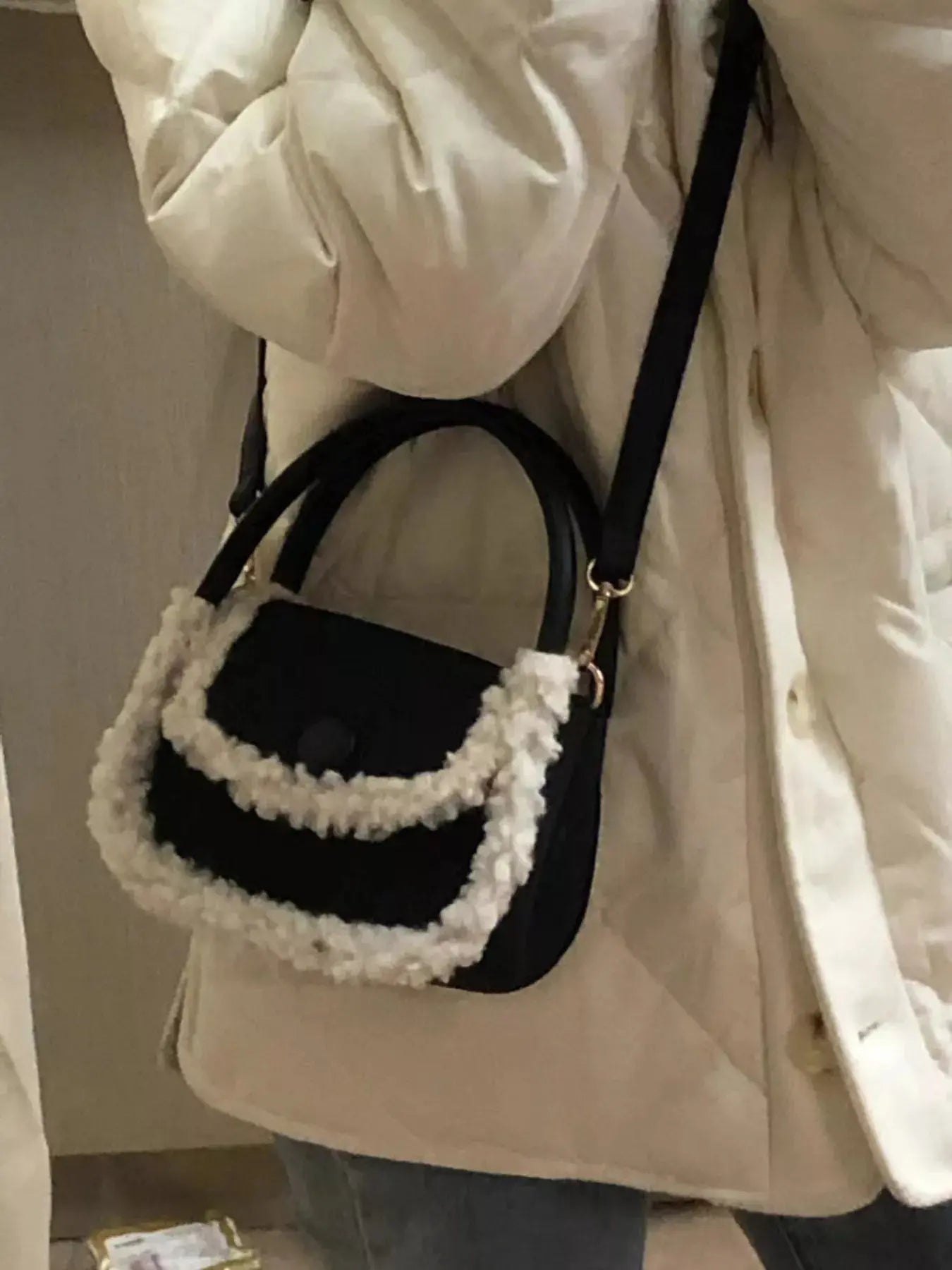 Fluffy Trim Mini Crossbody Bag With Plush Exterior Imported Simply Love