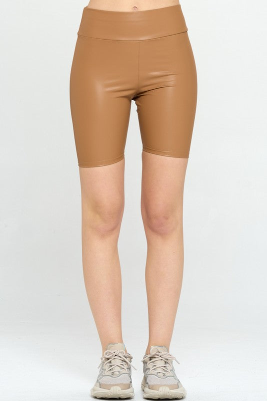 Chic high-waisted PU biker shorts for ultimate comfort and style