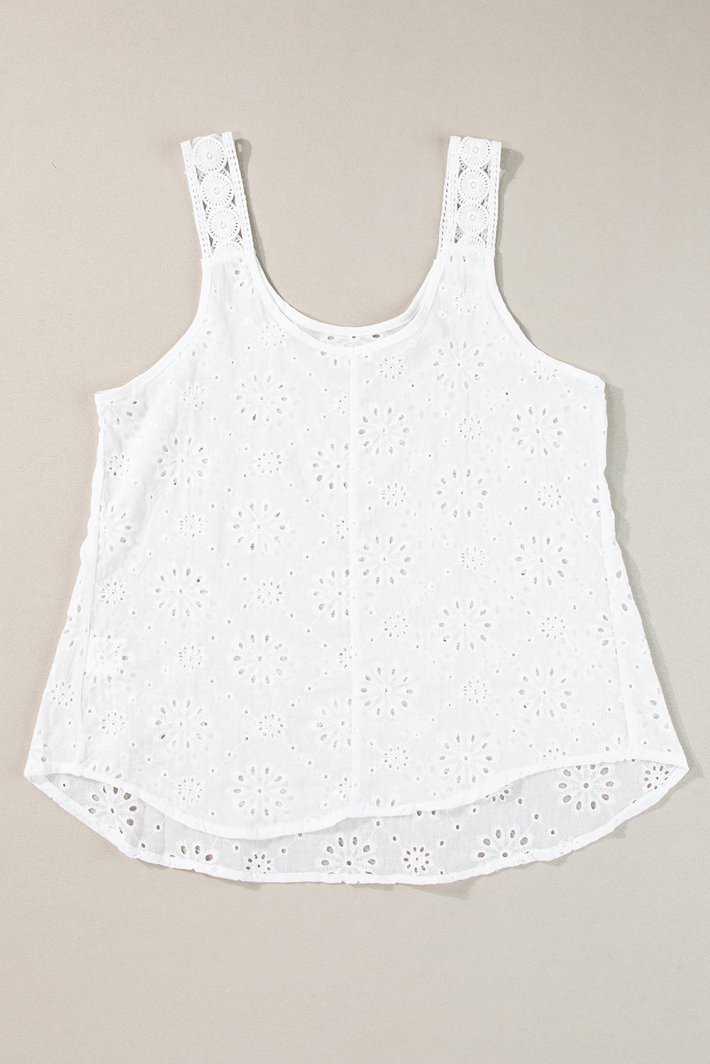 Chic white eyelet embroidered tank for effortless elegance